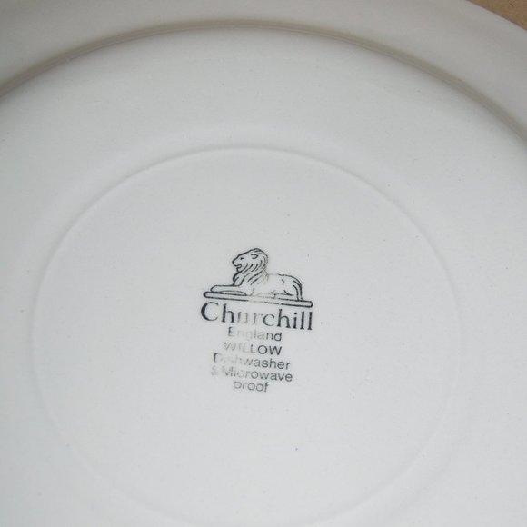 Vintage CHURCHILL BLUE WILLOW 3 pcs ~ Dinner Plate, Cup & Saucer Dinnerware NIB - Picture 5 of 6